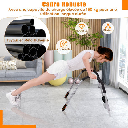 Entraîneur De Fitness AB Machine Abdominale Pliable Avec Soutien Rembourré Pour Tête/Cou Redressements Assis Noir/Argent