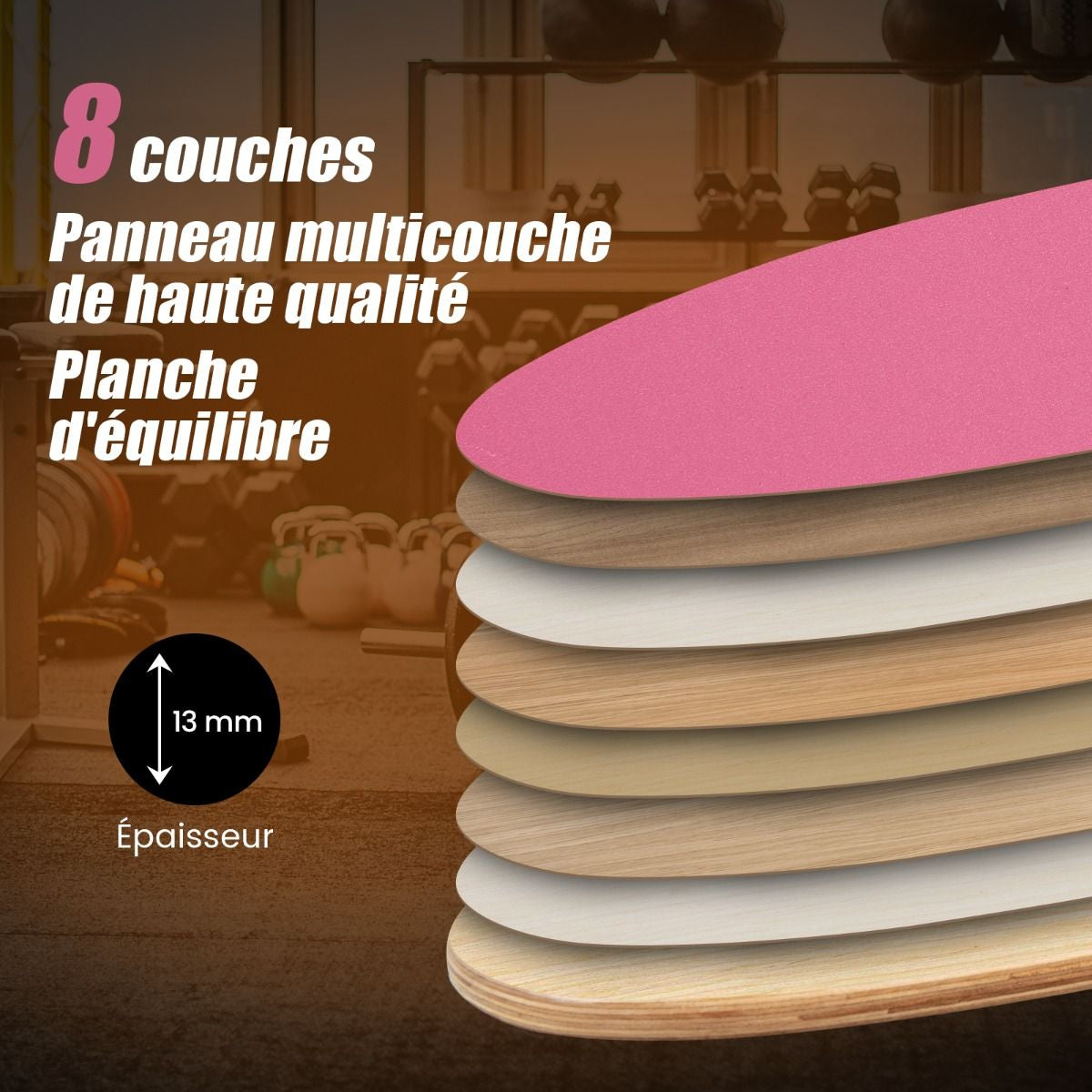 Planche D’Entraînement Pour L’Équilibre Avec Rouleau Et Tapis Antidérapant Pour Skateboard Hockey Snowboard 8 Couleurs Au Choix