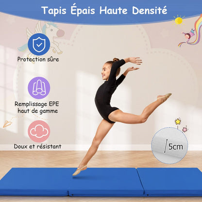 Tapis De Gymnastique Pliable En 3 Parties Antidérapant Avec 2 Poignées Tapis De Chute De Yoga 10 Couleurs Au Choix