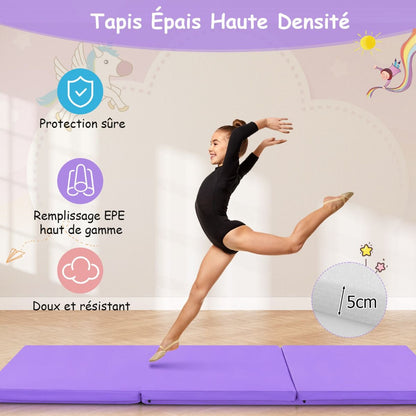 Tapis De Gymnastique Pliable En 3 Parties Antidérapant Avec 2 Poignées Tapis De Chute De Yoga 10 Couleurs Au Choix