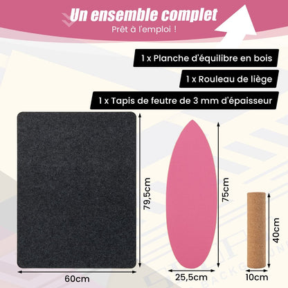 Planche D’Entraînement Pour L’Équilibre Avec Rouleau Et Tapis Antidérapant Pour Skateboard Hockey Snowboard 8 Couleurs Au Choix