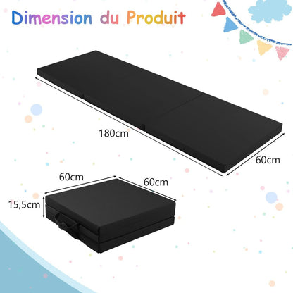 Tapis De Gymnastique Pliable En 3 Parties Antidérapant Avec 2 Poignées Tapis De Chute De Yoga 10 Couleurs Au Choix