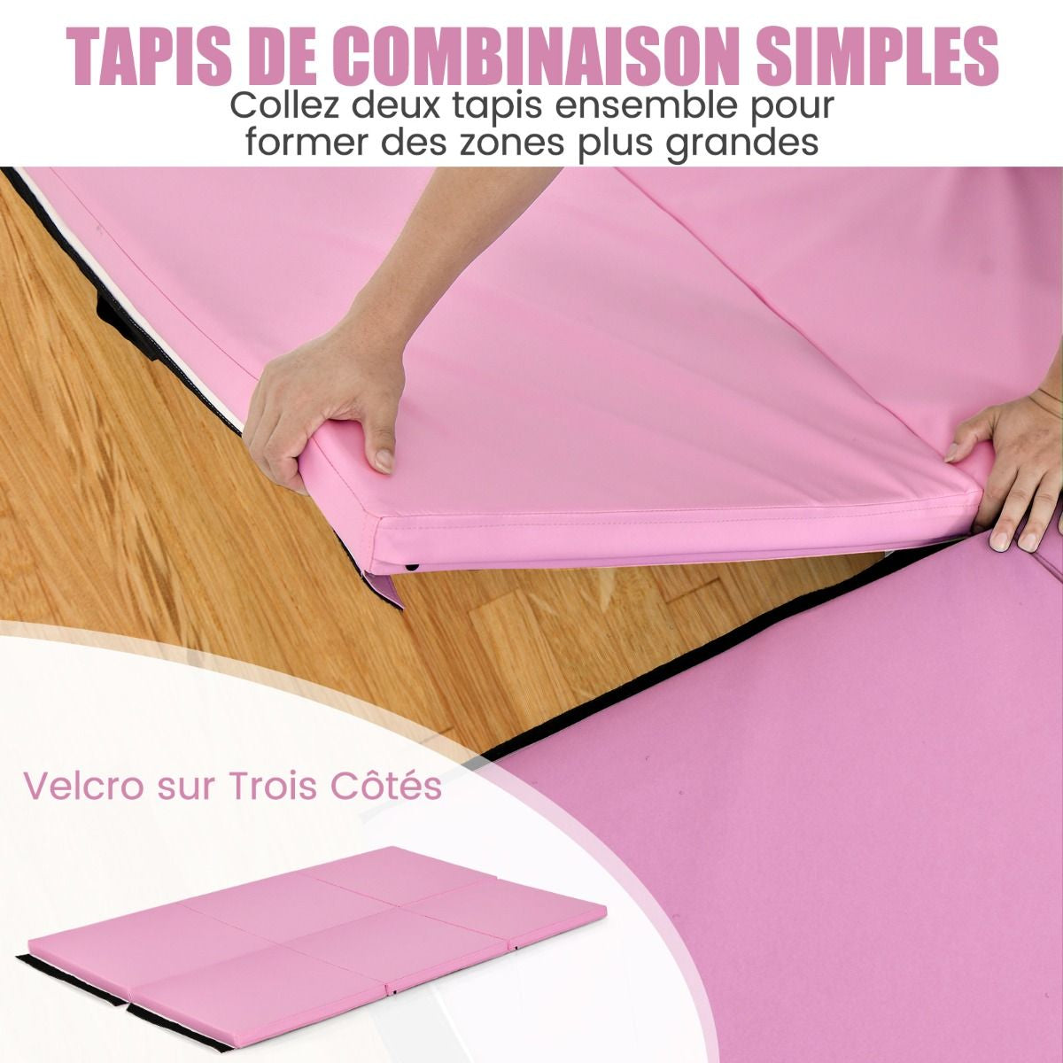 Tapis De Gymnastique Pliable En 3 Parties Antidérapant Avec 2 Poignées Tapis De Chute De Yoga 10 Couleurs Au Choix