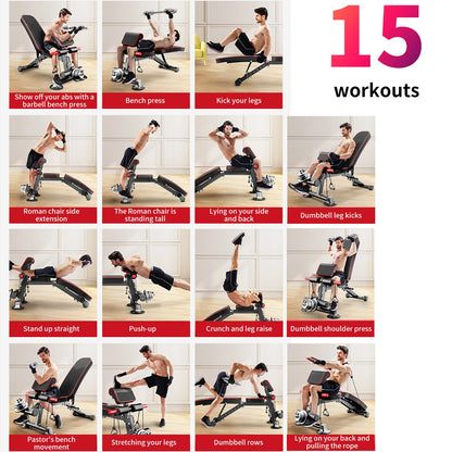 Banc De Musculation Renforcé — Dossier Réglable, Forte Charge