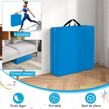 Tapis De Gymnastique Pliable En 3 Parties Antidérapant Avec 2 Poignées Tapis De Chute De Yoga 10 Couleurs Au Choix