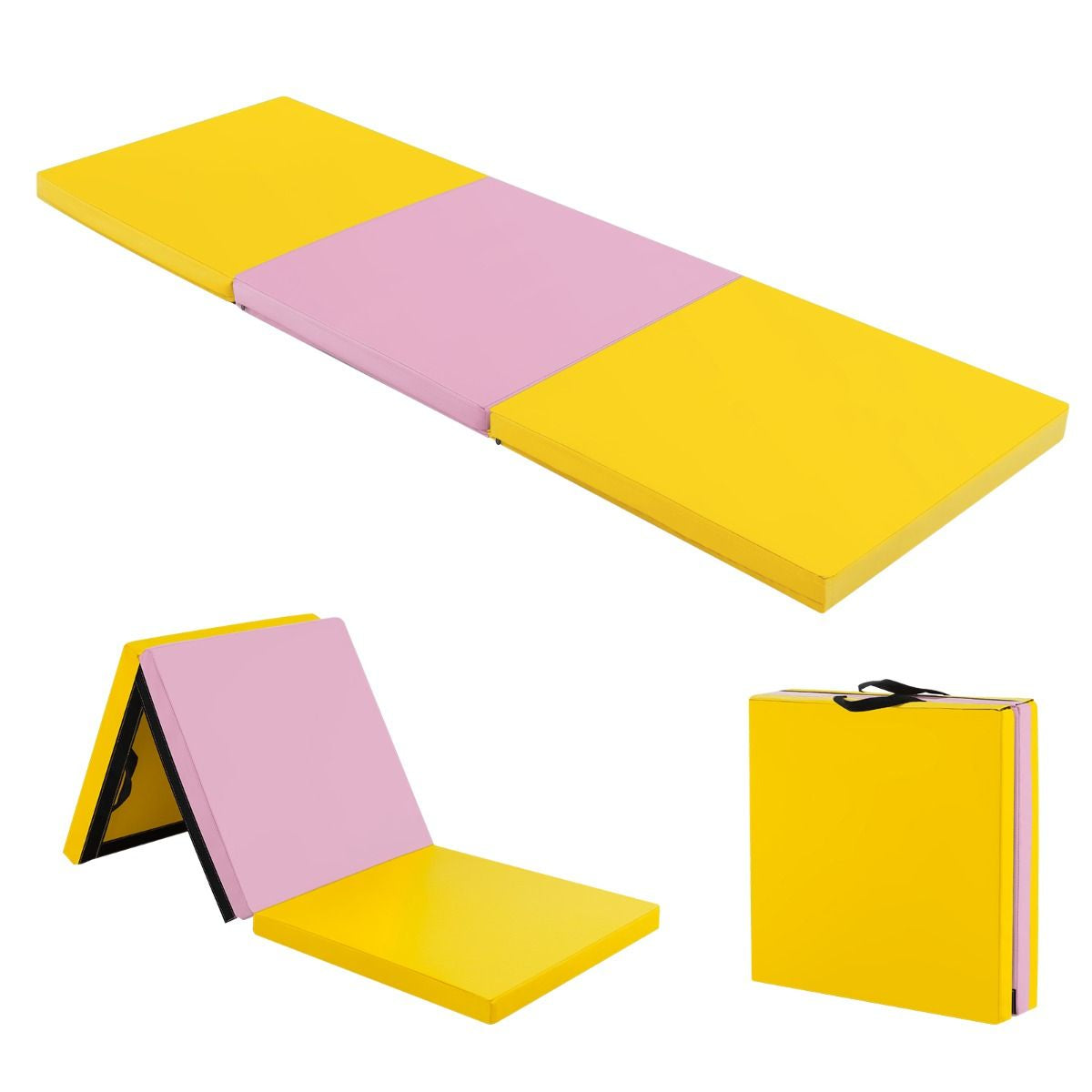 Tapis De Gymnastique Pliable En 3 Parties Antidérapant Avec 2 Poignées Tapis De Chute De Yoga 10 Couleurs Au Choix