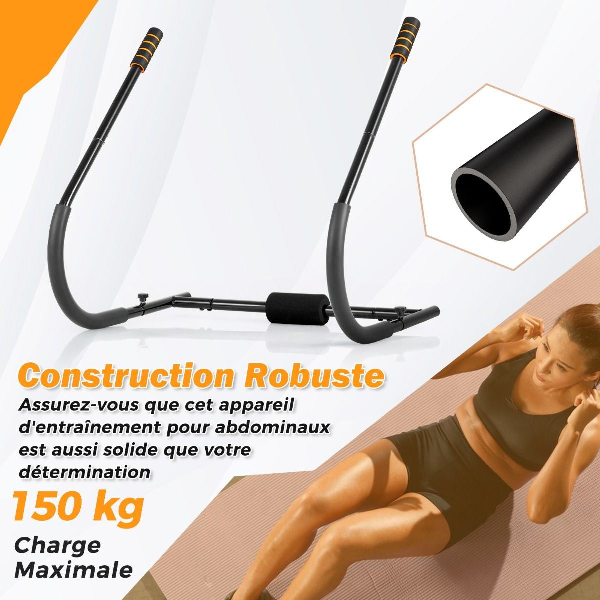 Entraîneur De Fitness AB Machine Abdominale Pliable Avec Soutien Rembourré Pour Tête/Cou Redressements Assis Noir/Argent