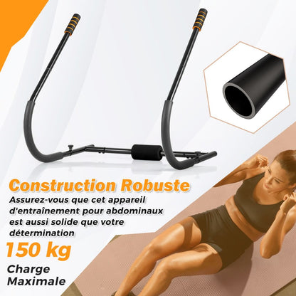 Entraîneur De Fitness AB Machine Abdominale Pliable Avec Soutien Rembourré Pour Tête/Cou Redressements Assis Noir/Argent