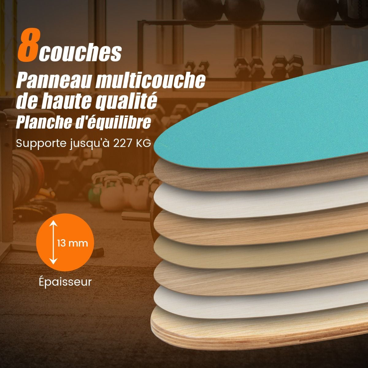 Planche D’Entraînement Pour L’Équilibre Avec Rouleau Et Tapis Antidérapant Pour Skateboard Hockey Snowboard 8 Couleurs Au Choix