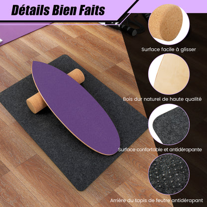 Planche D’Entraînement Pour L’Équilibre Avec Rouleau Et Tapis Antidérapant Pour Skateboard Hockey Snowboard 8 Couleurs Au Choix