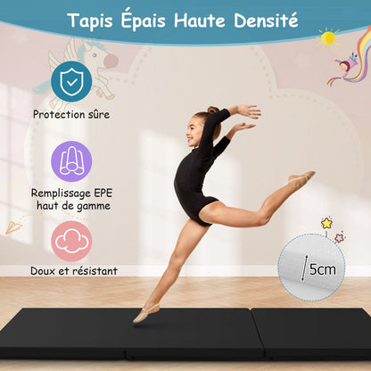 Tapis De Gymnastique Pliable En 3 Parties Antidérapant Avec 2 Poignées Tapis De Chute De Yoga 10 Couleurs Au Choix